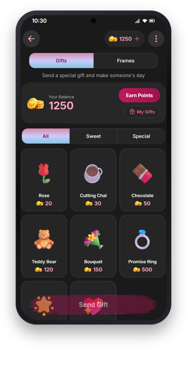 Gifts screen